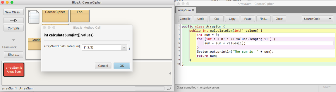 Calling calculateSum