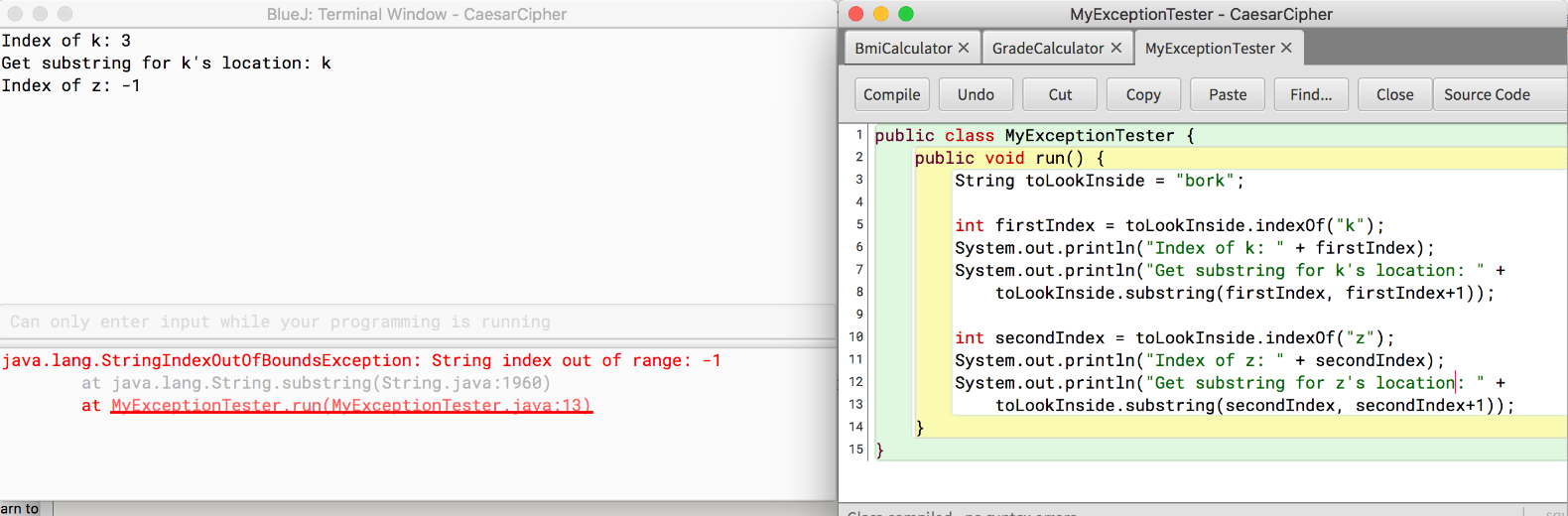 StringIndexOutOfBoundsException